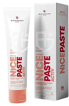 Зубная паста Nicepaste Aktiv комплексная защита с ферментами без фтора NICEBRUSH - 70 мл.